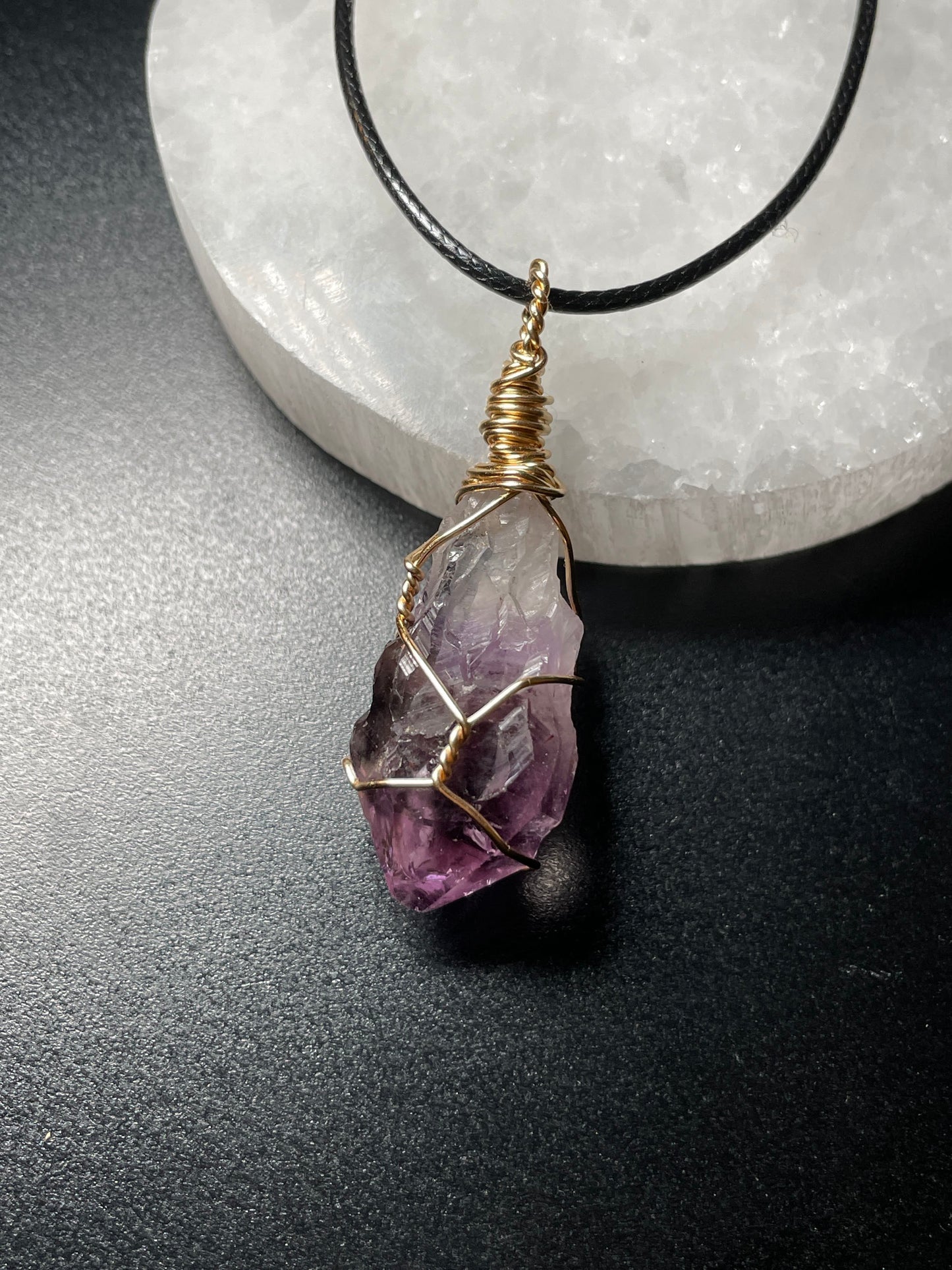 Wire wrapped raw crystals