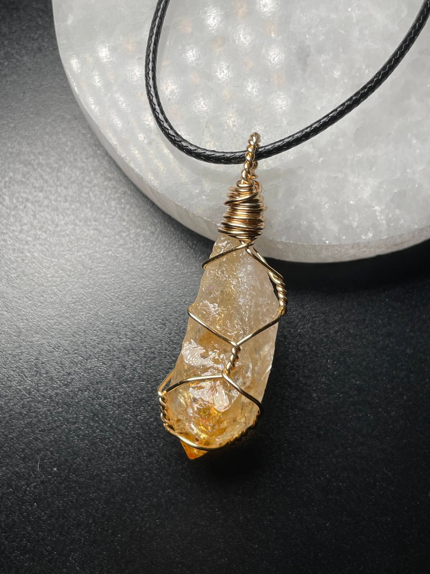 Wire wrapped raw crystals