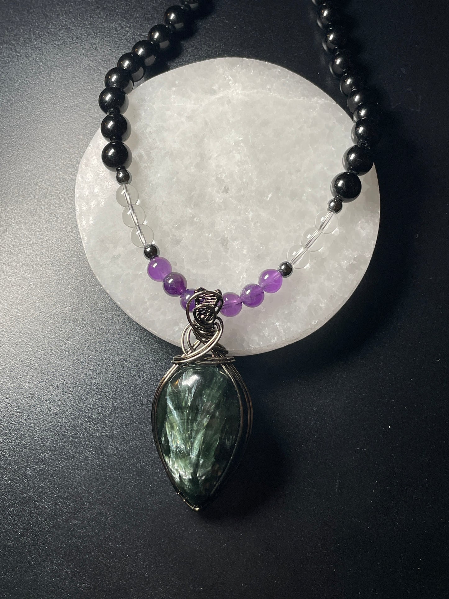 Seraphinite beaded necklace