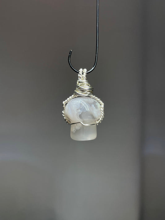 Flower agate mushroom pendant