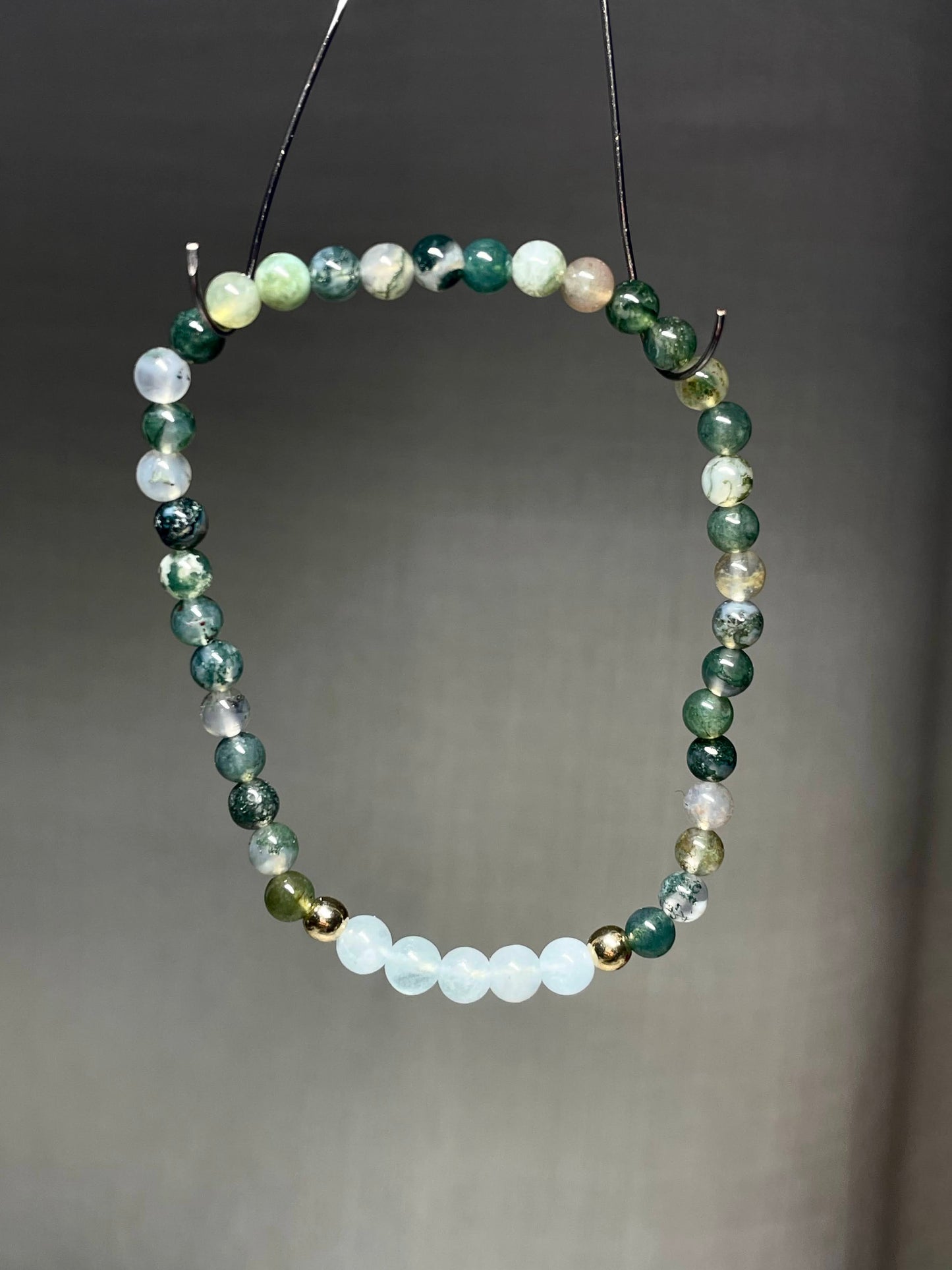 Moss agate & aquamarine bracelet