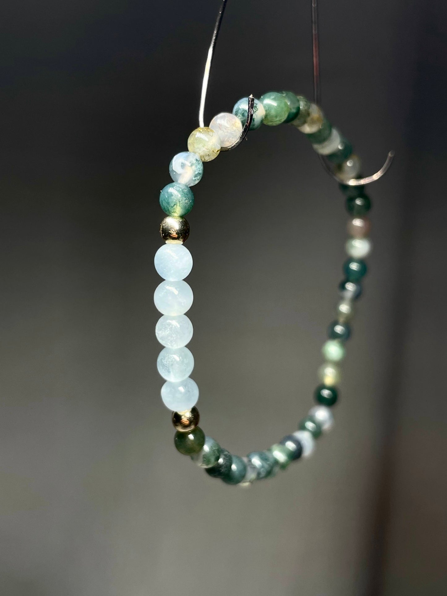 Moss agate & aquamarine bracelet