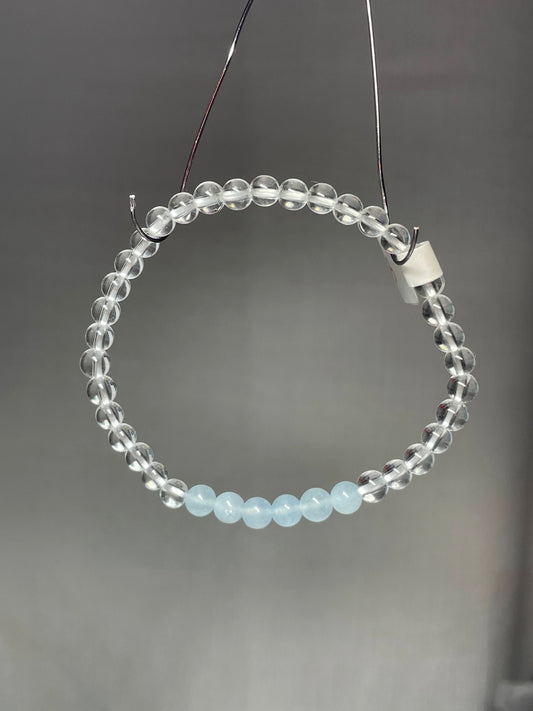 Aquamarine and clear quartz bracelet