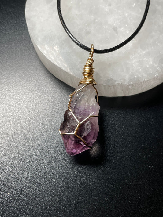 Wire wrapped raw crystals