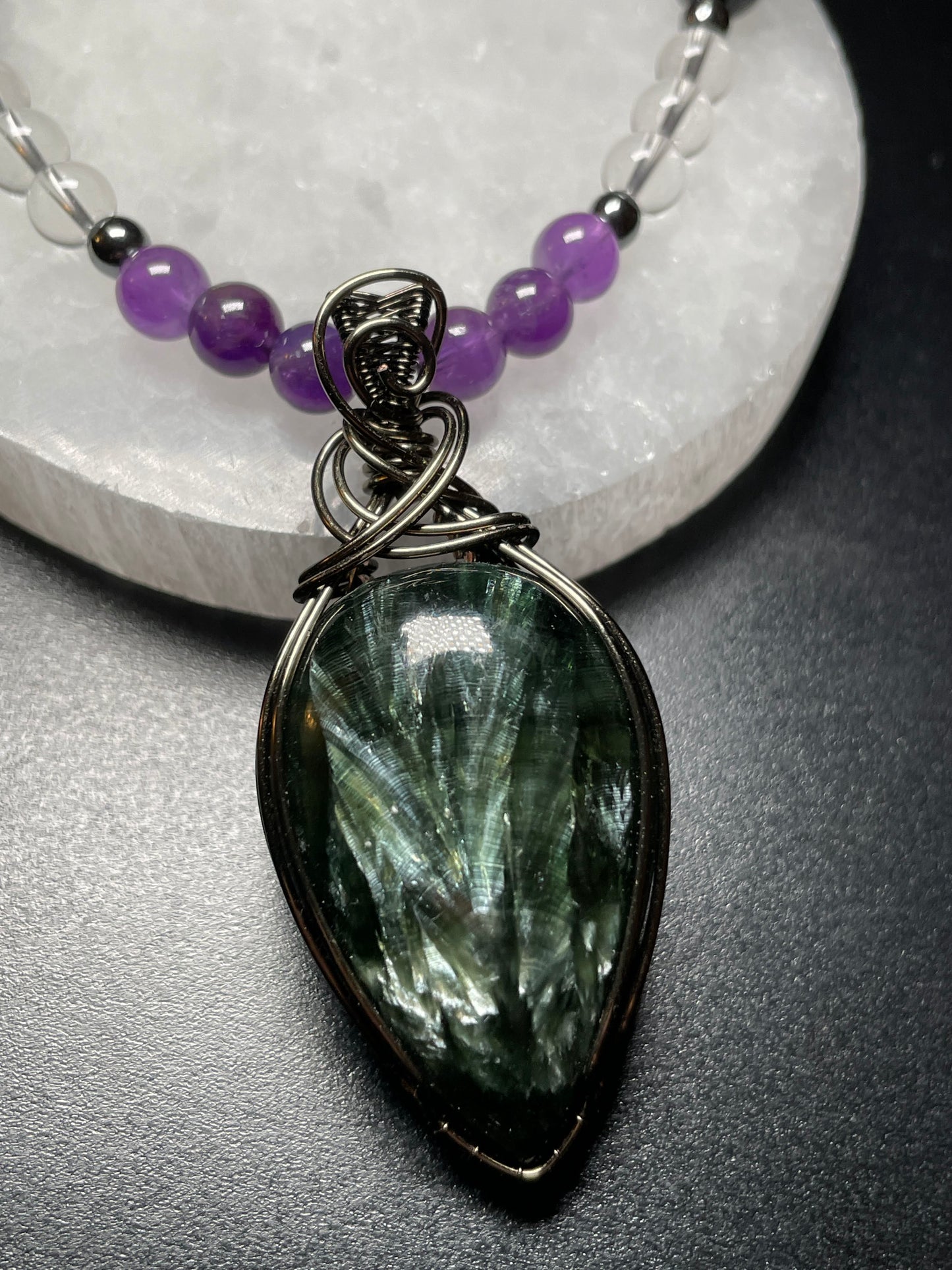 Seraphinite beaded necklace