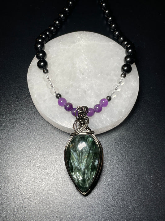 Seraphinite beaded necklace