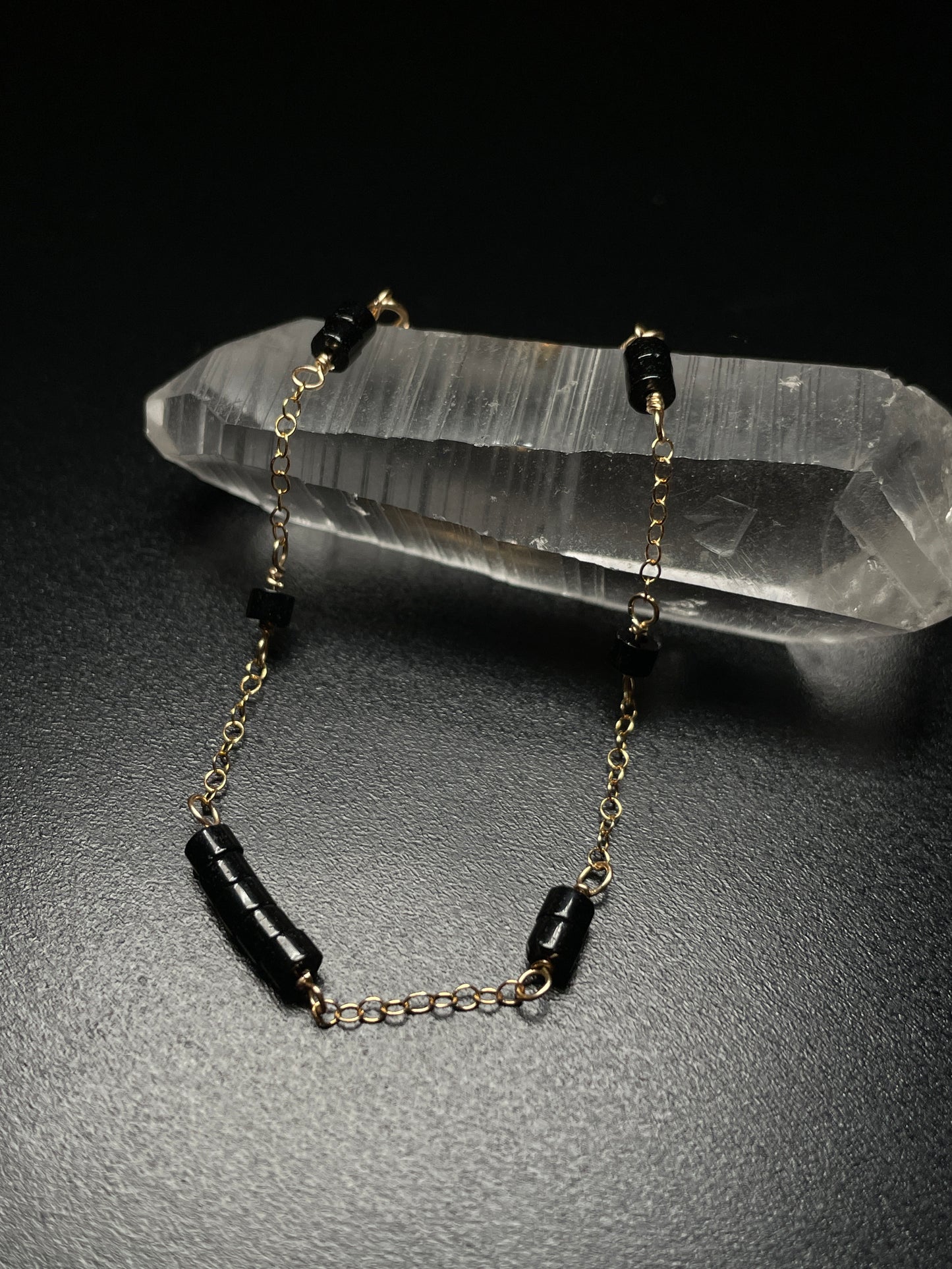 14k gold filled black onyx bracelet