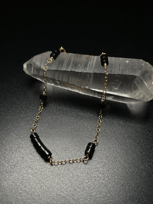14k gold filled black onyx bracelet