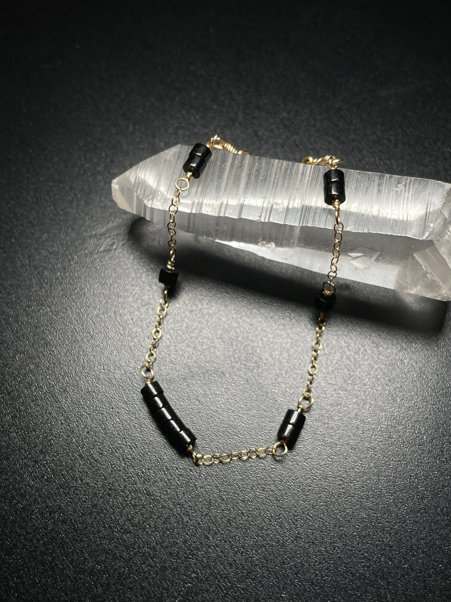 14k gold filled black onyx bracelet