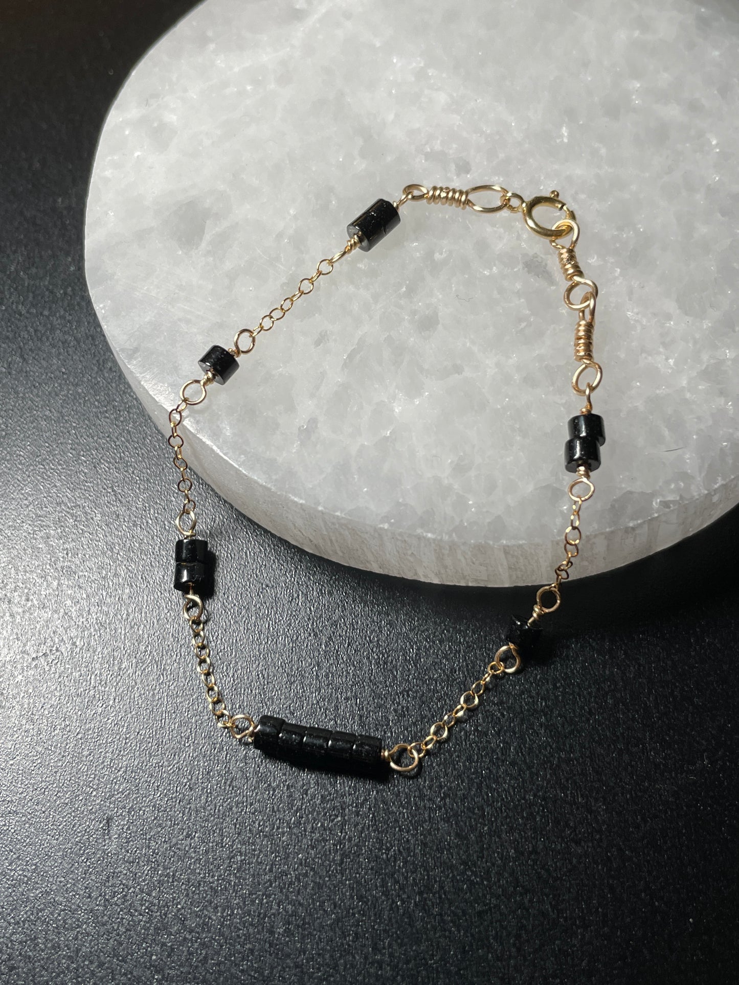 14k gold filled black onyx bracelet