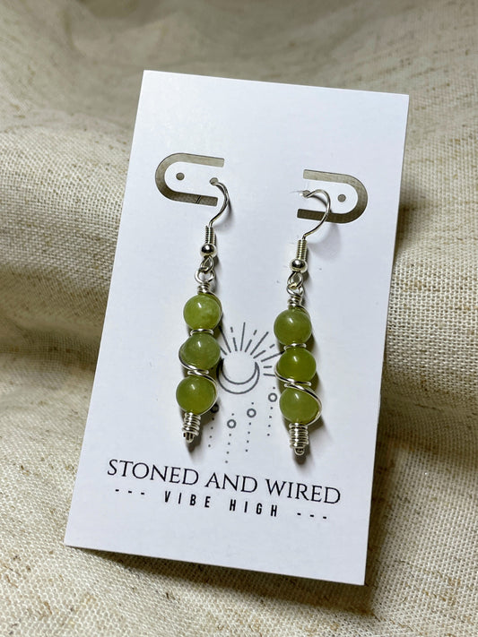 Jade 3- bead earrings