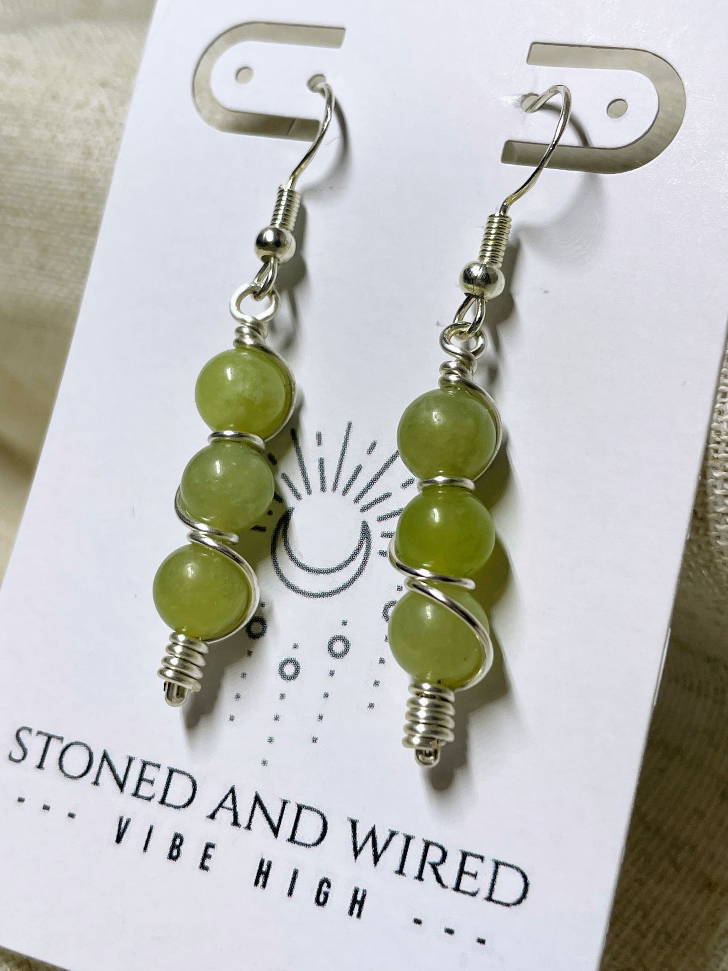 Jade 3- bead earrings