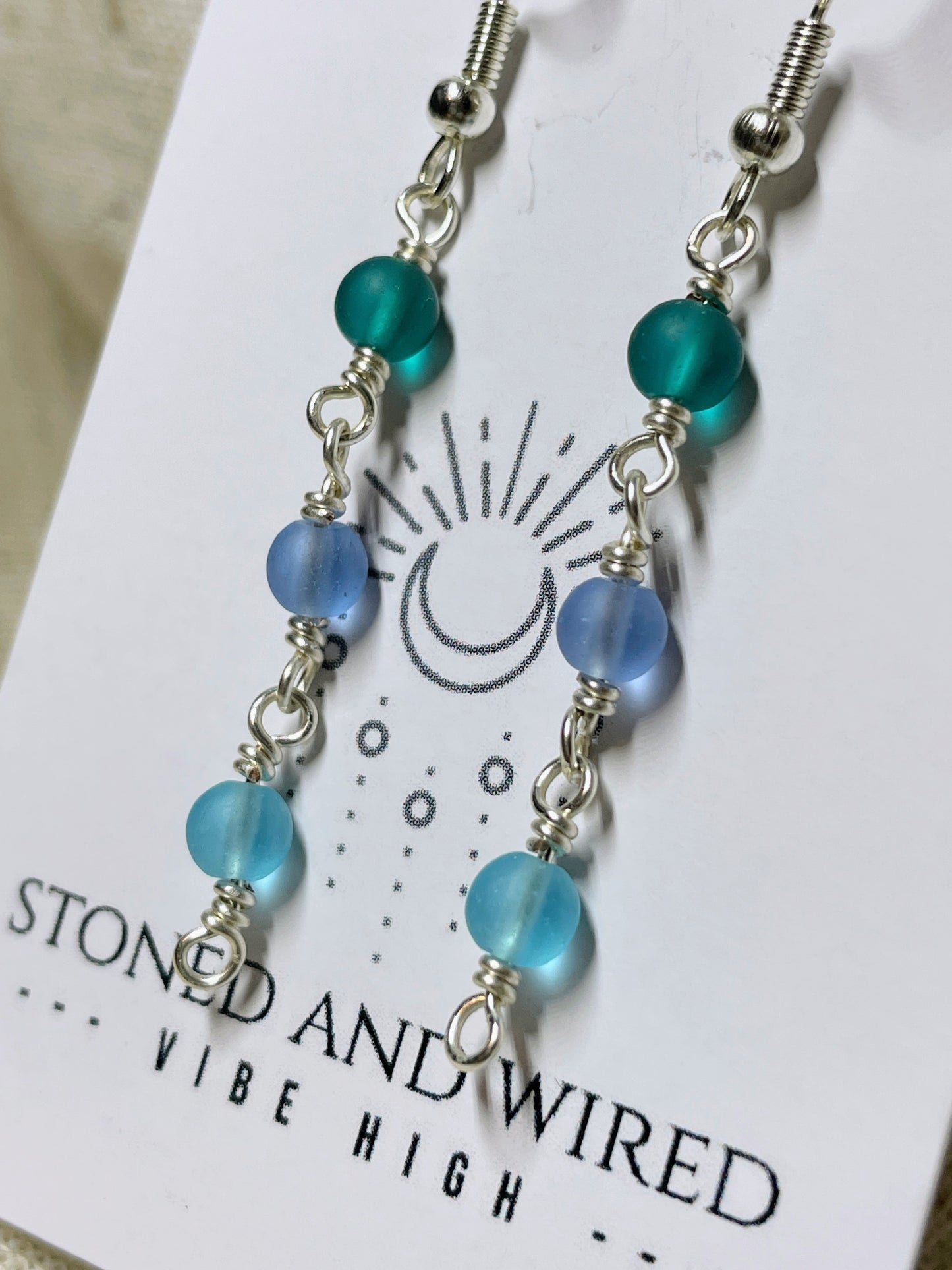 Dainty sea glass drop earrings