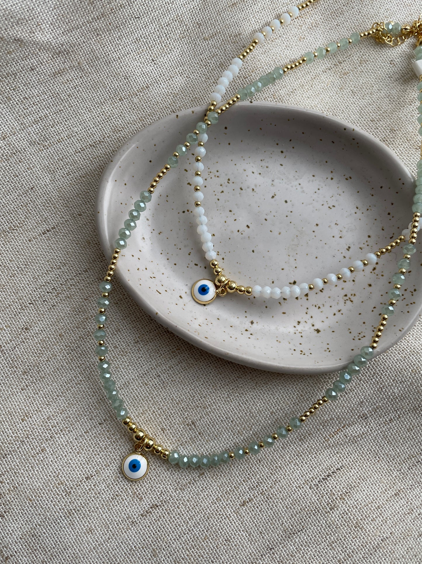 Dainty evil eye choker style necklaces