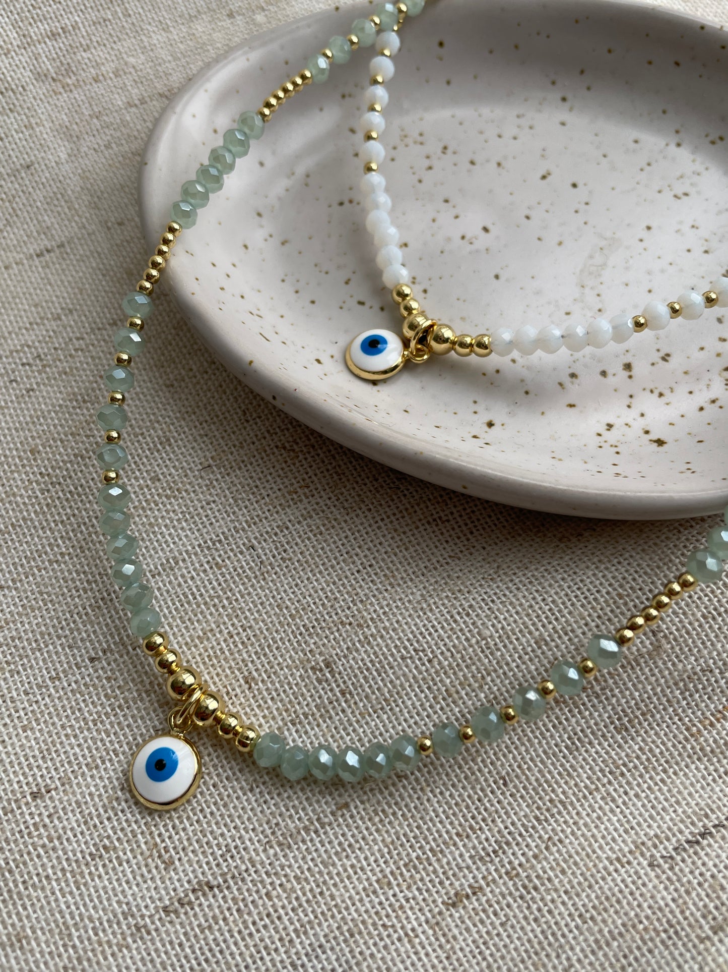 Dainty evil eye choker style necklaces