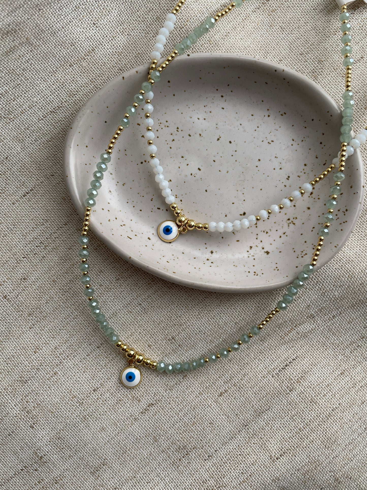 Dainty evil eye choker style necklaces