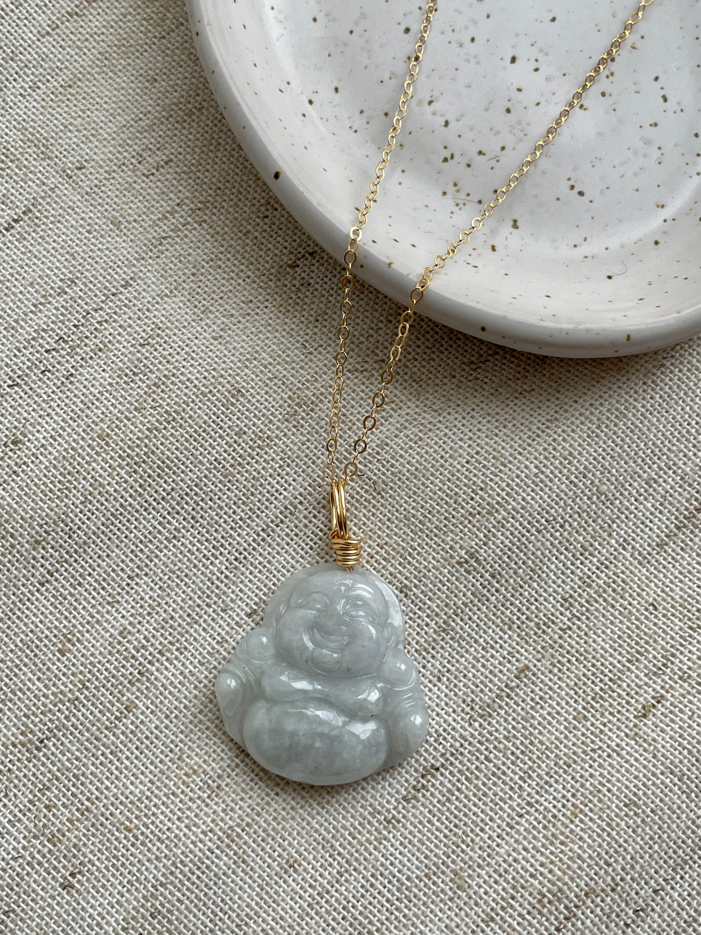 Jade buddha necklace (14k GF)