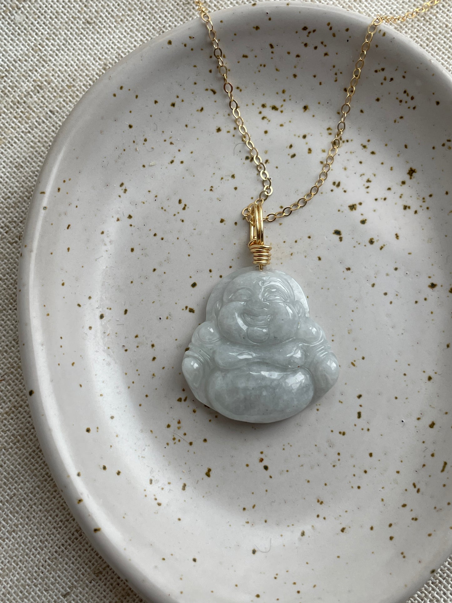 Jade buddha necklace (14k GF)