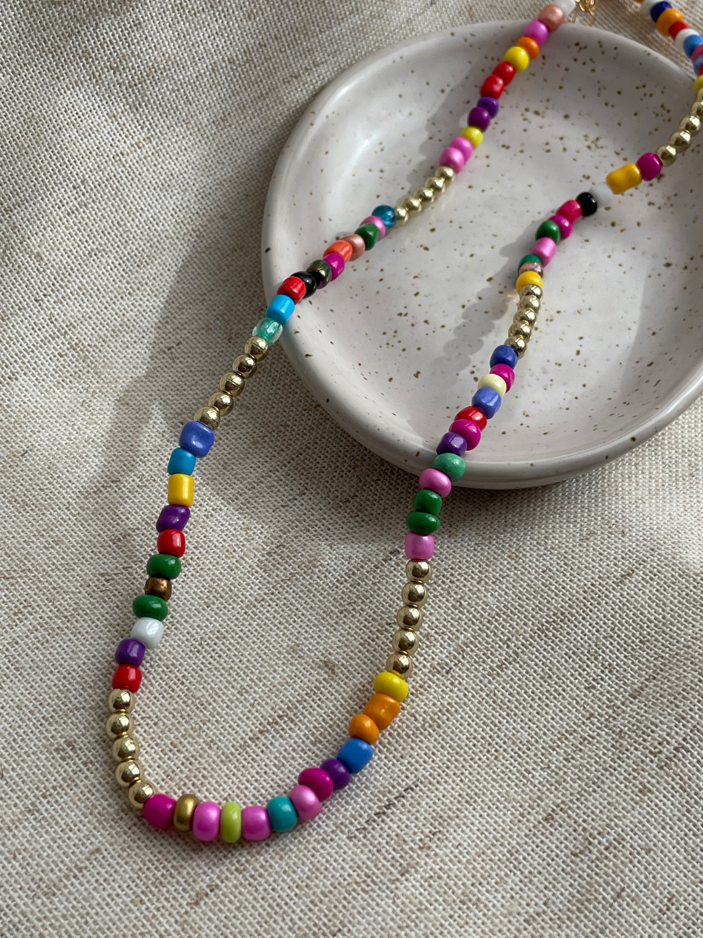 Colorful & gold beaded necklace