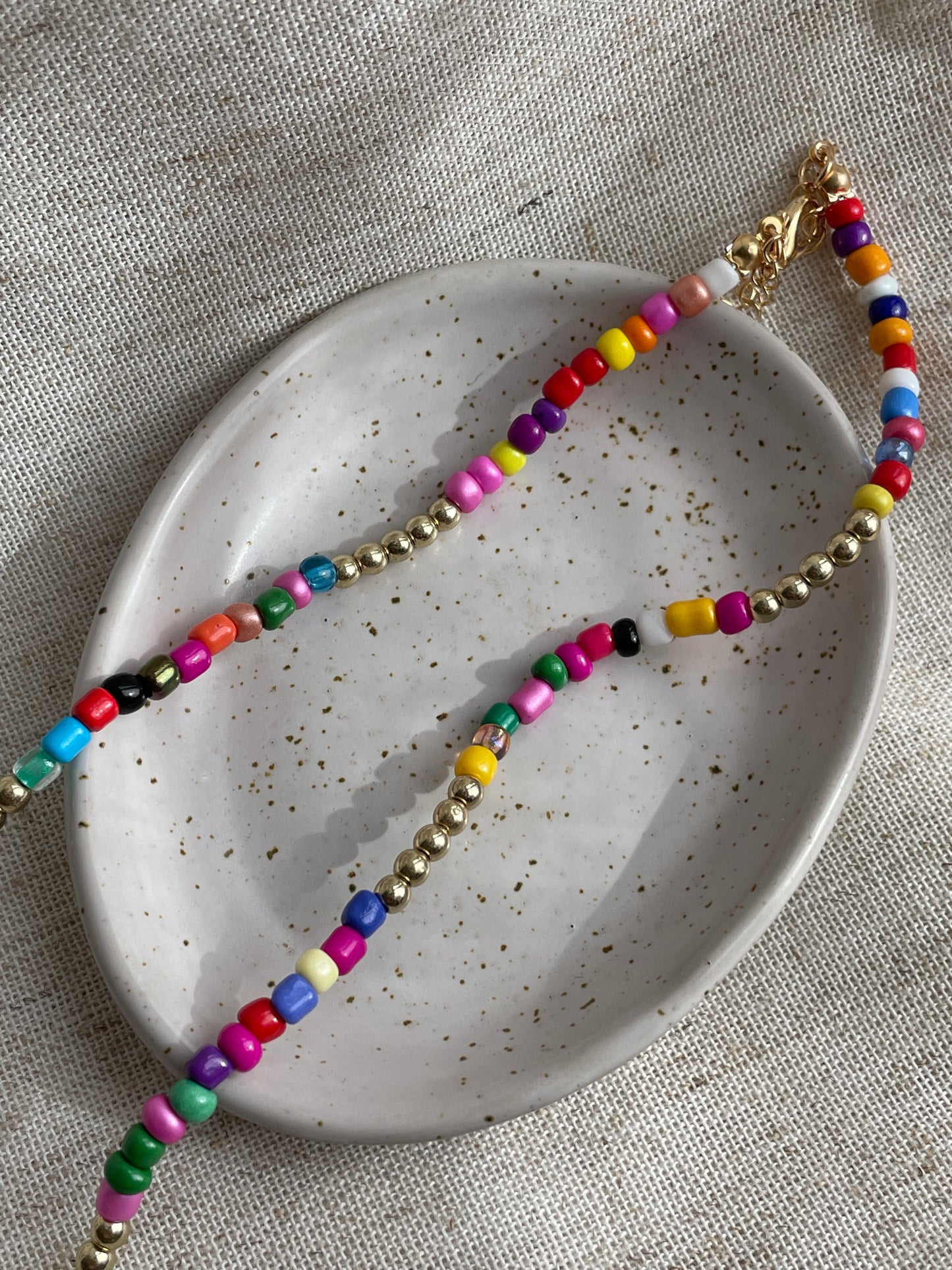 Colorful & gold beaded necklace