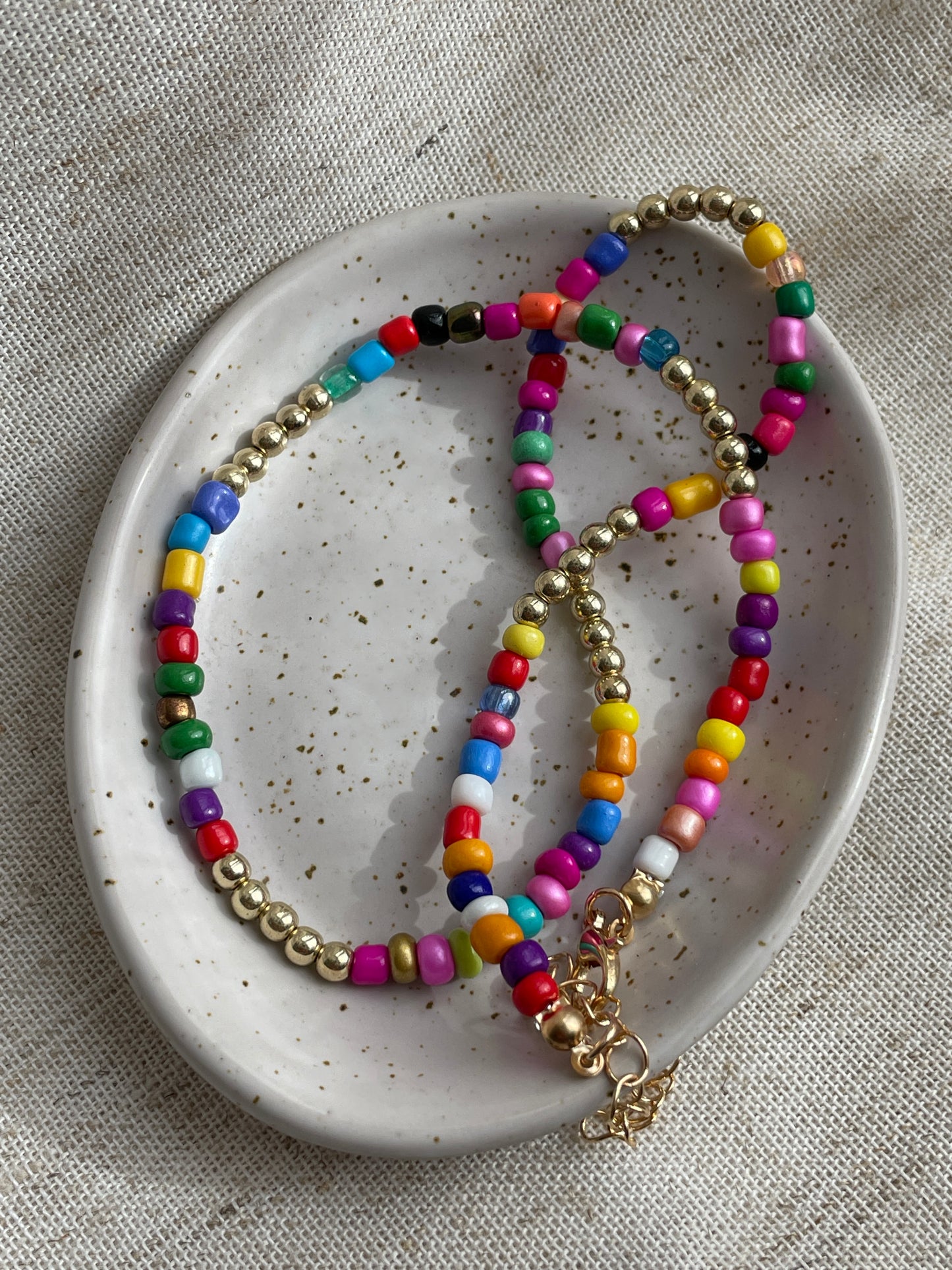 Colorful & gold beaded necklace