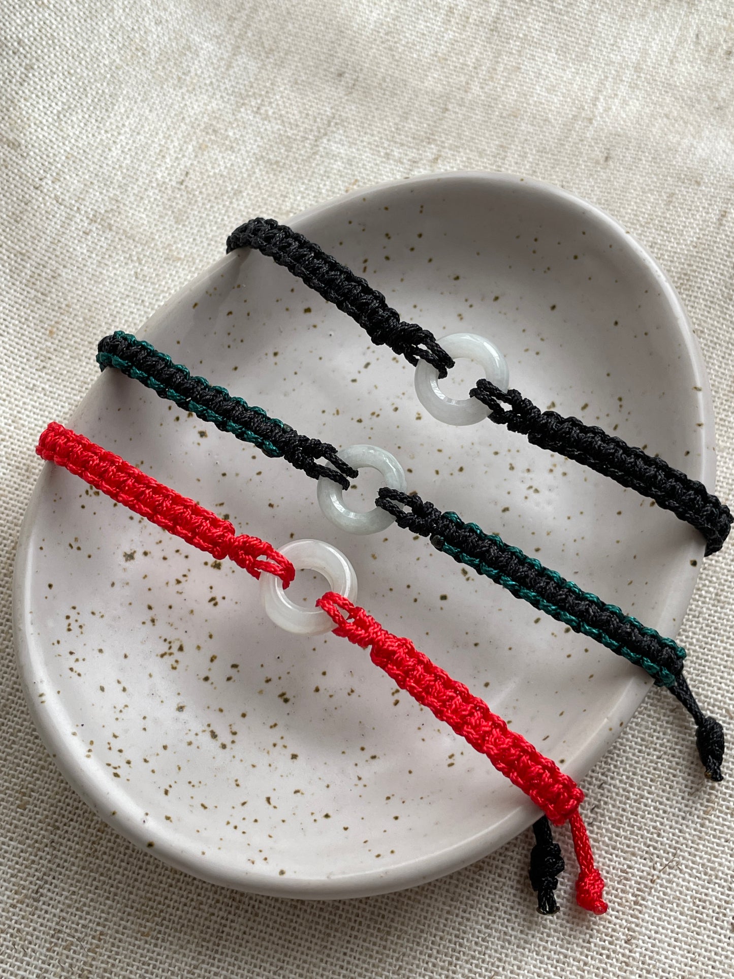 Jade macrame adjustable bracelets