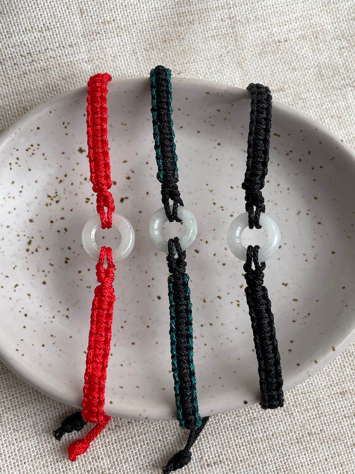 Jade macrame adjustable bracelets