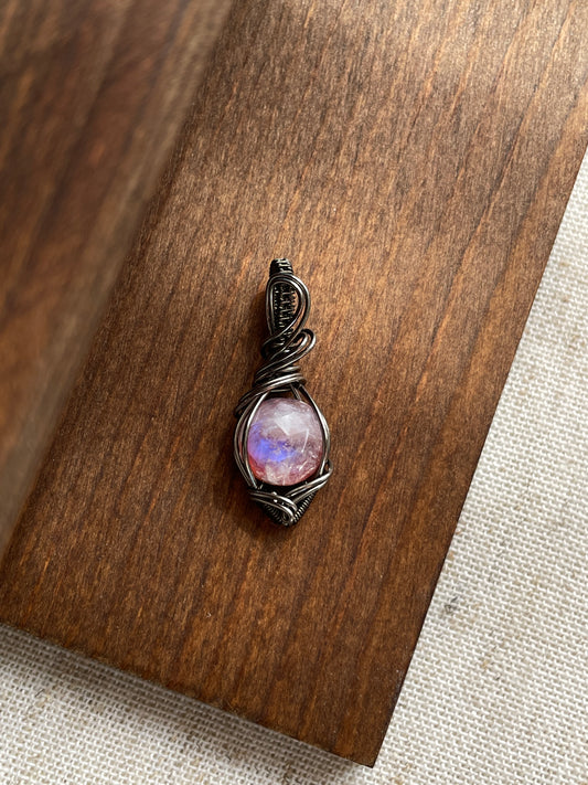 Moonstone and red jasper doublet pendants