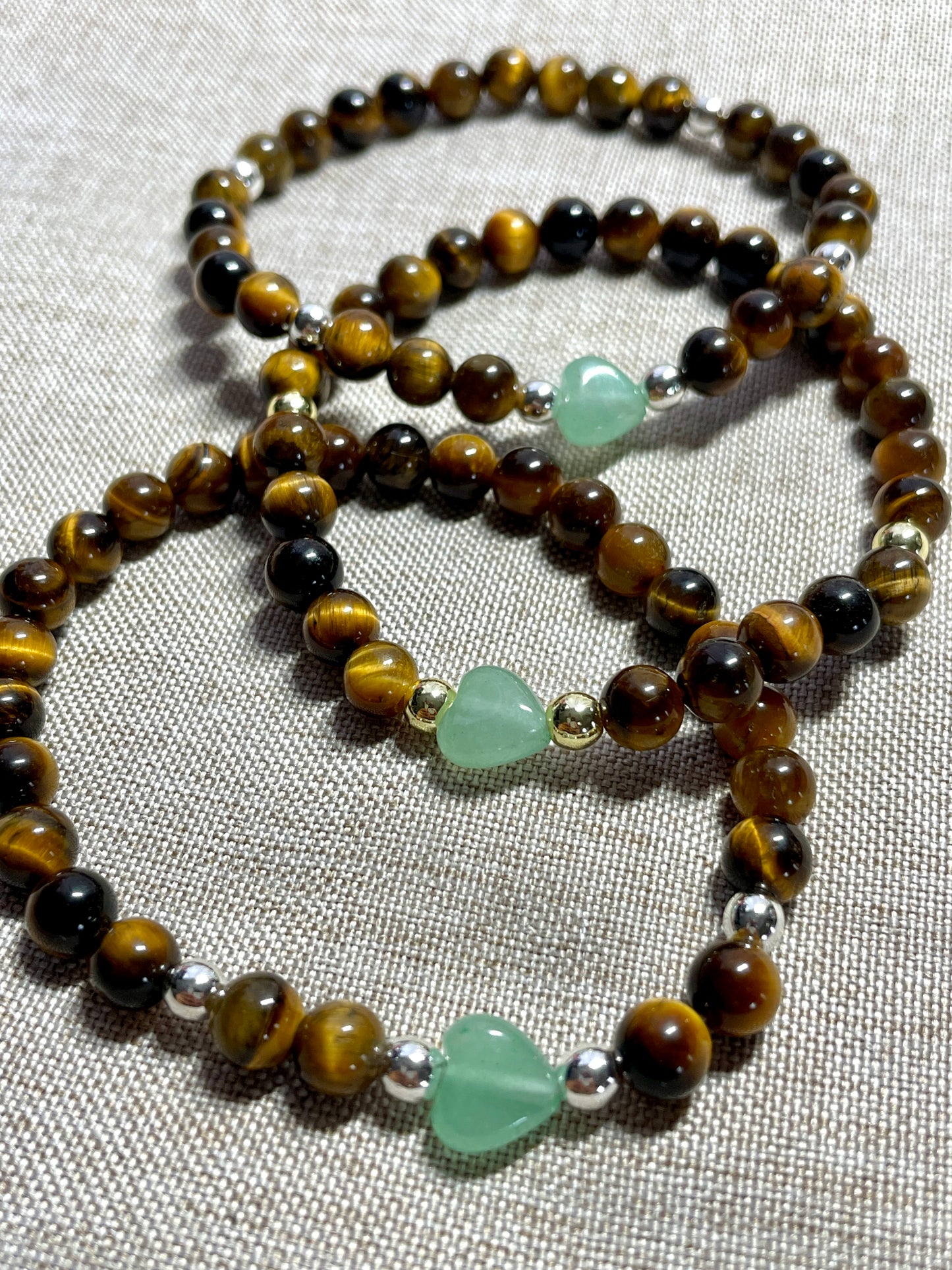 Tigers eye + hematite gemstone bracelet