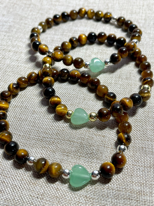 Tigers eye + hematite gemstone bracelet