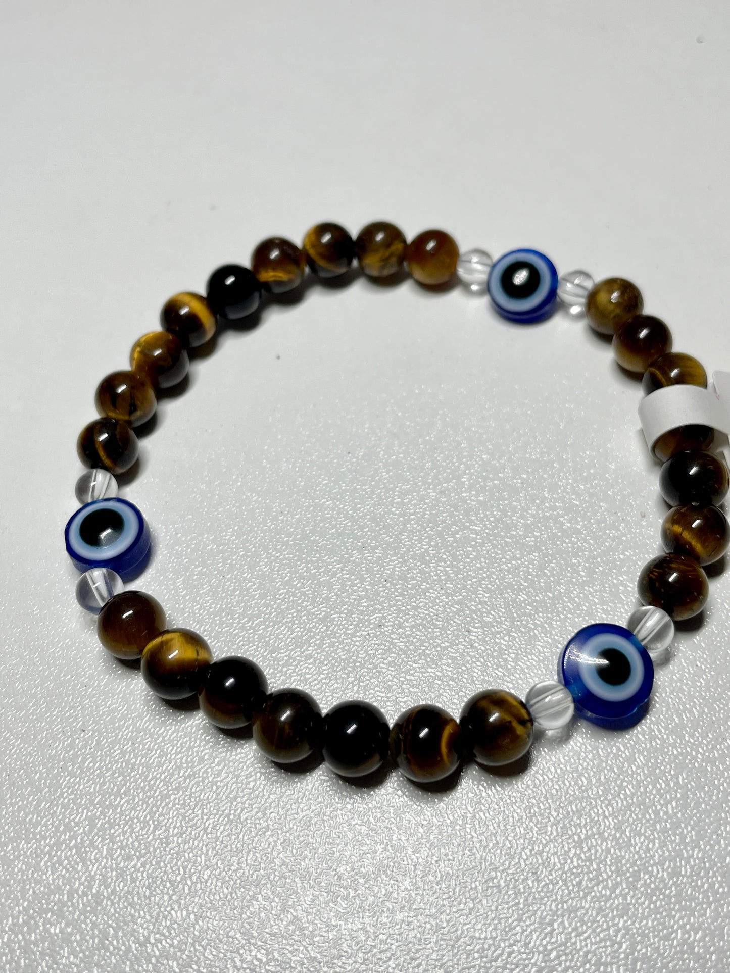 Tigers eye w/ 3 evil eye gemstone bracelet