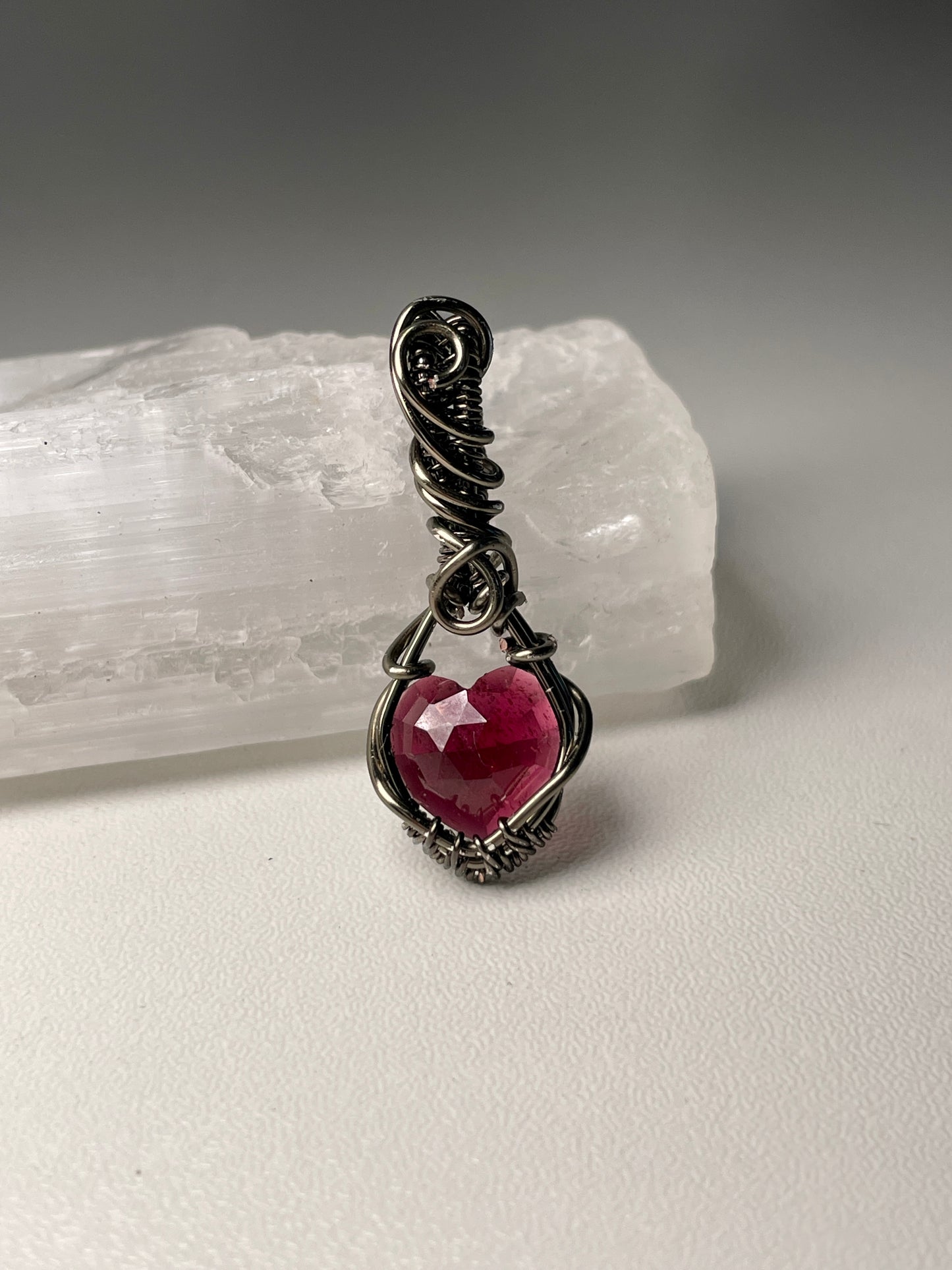 Garnet heart pendants