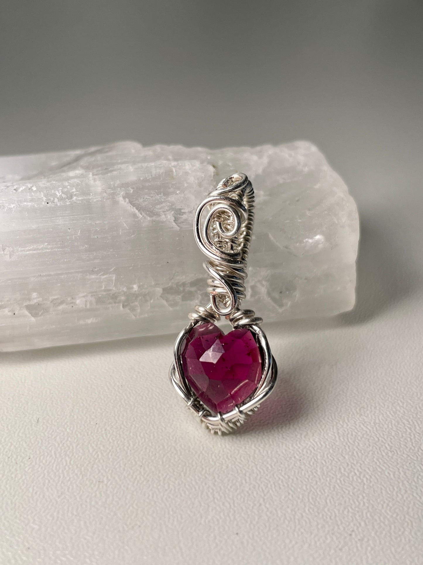 Garnet heart pendants