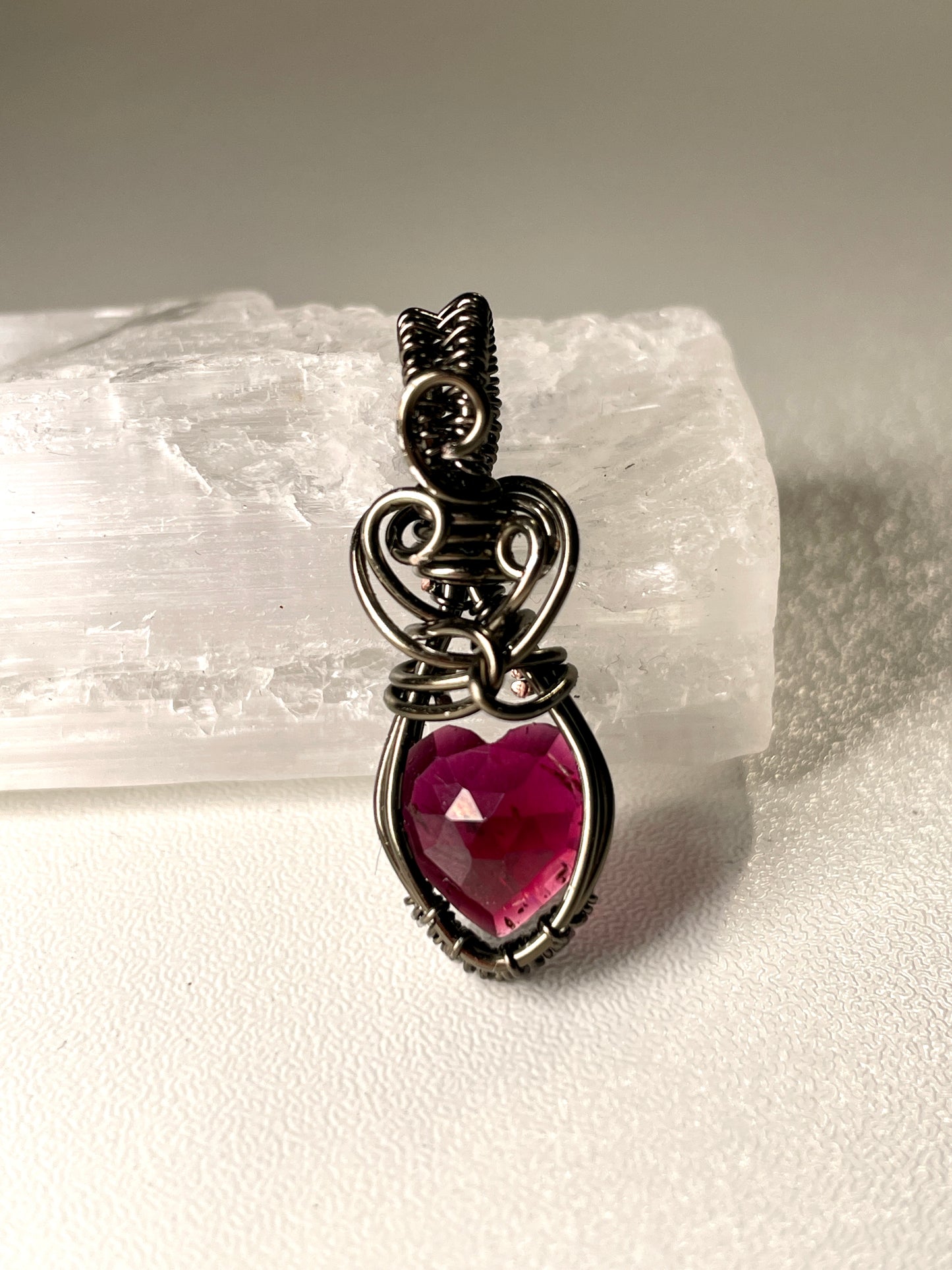 Garnet heart pendants