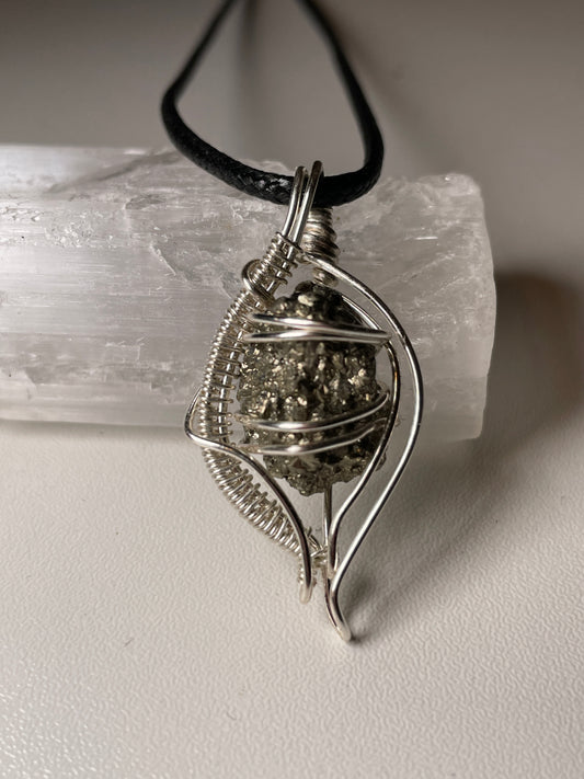 Pyrite pendant (silver)