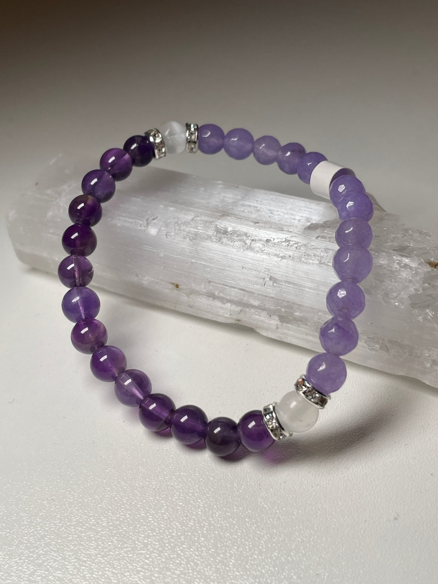 2-tone gemstone bracelet w/ selenite