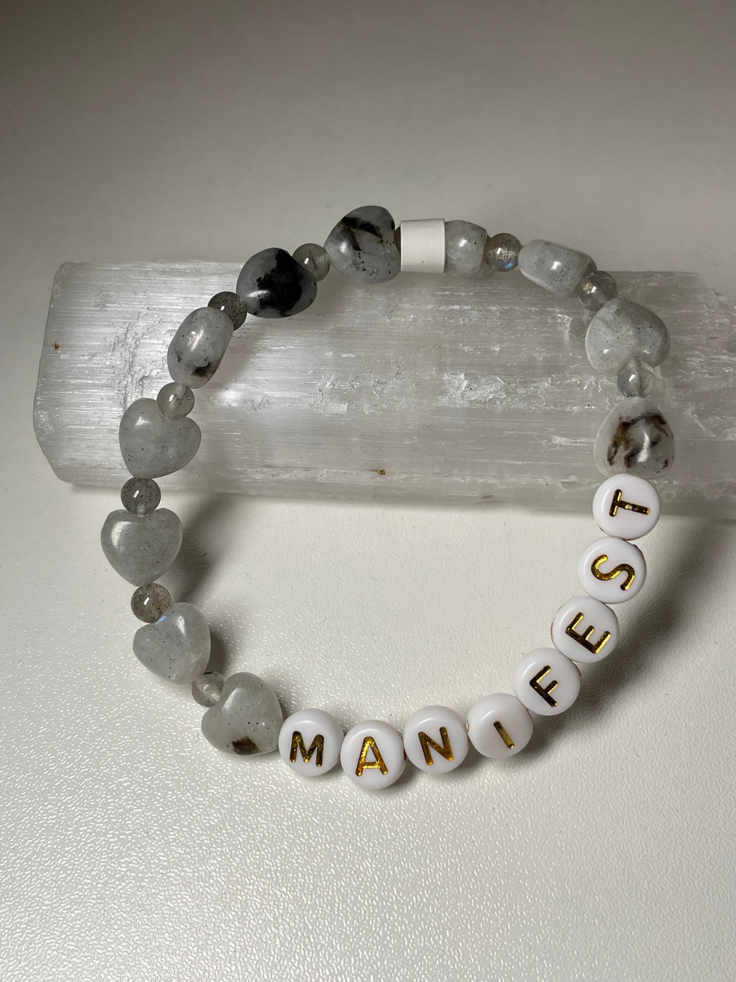 "Manifest" gemstone bracelet