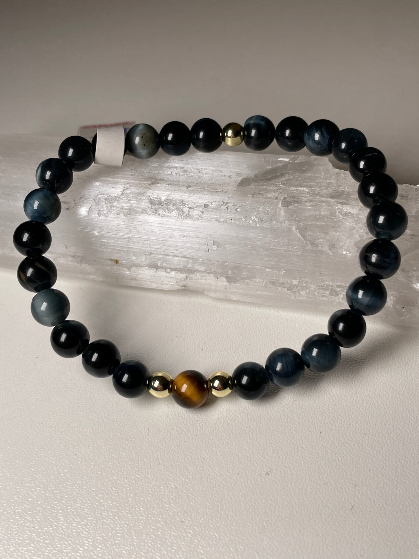 Tigers eye + hematite gemstone bracelet