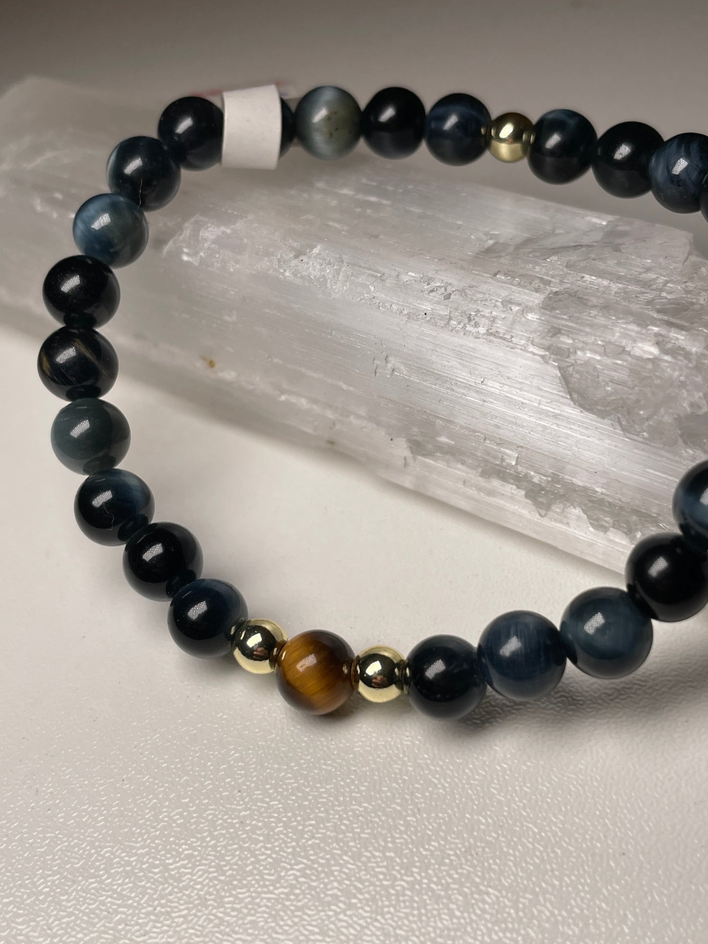 Tigers eye + hematite gemstone bracelet