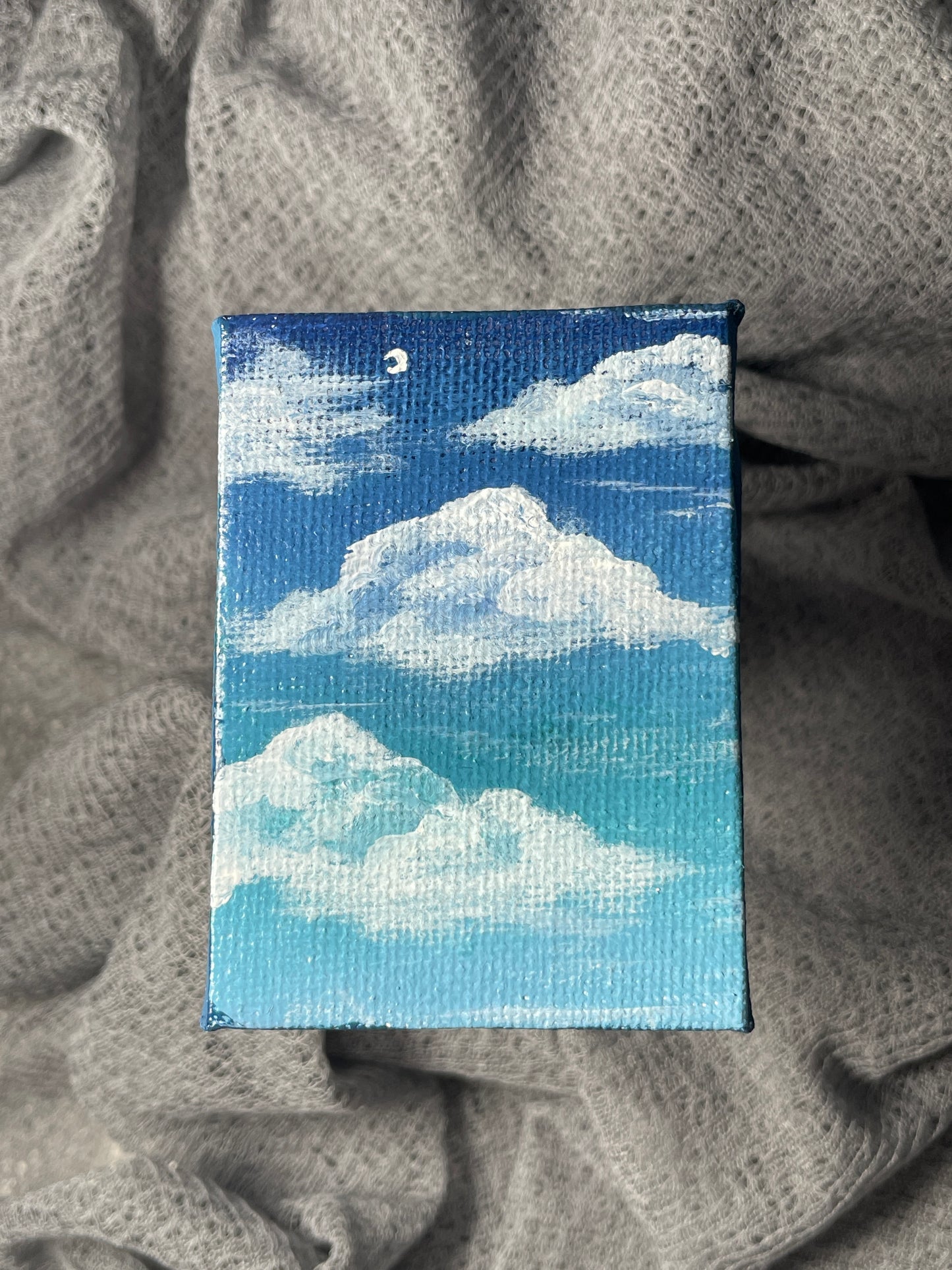 "Fluffy skies" mini acrylic painting