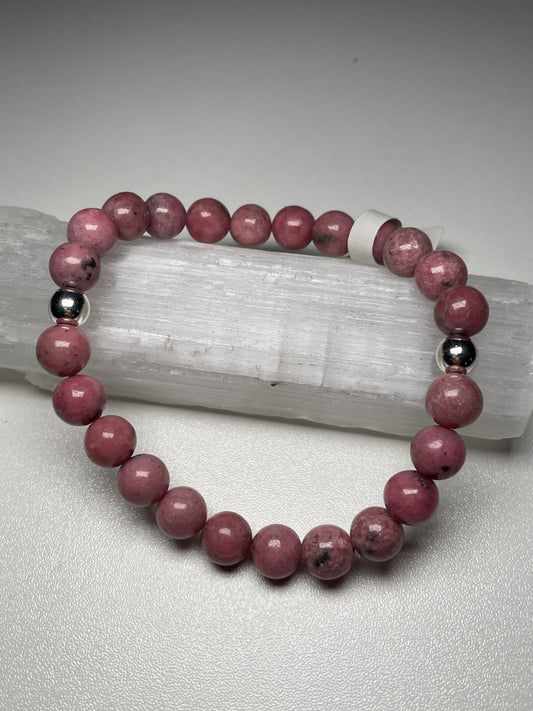 Rhodonite gemstone bracelet 8mm