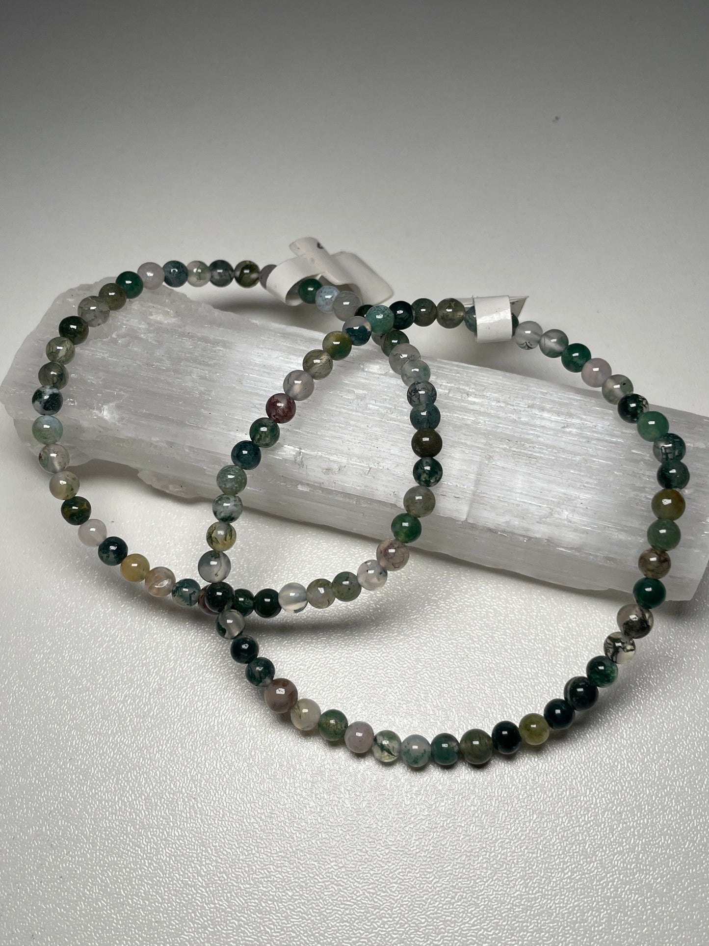 Moss agate gemstone bracelets 4mm