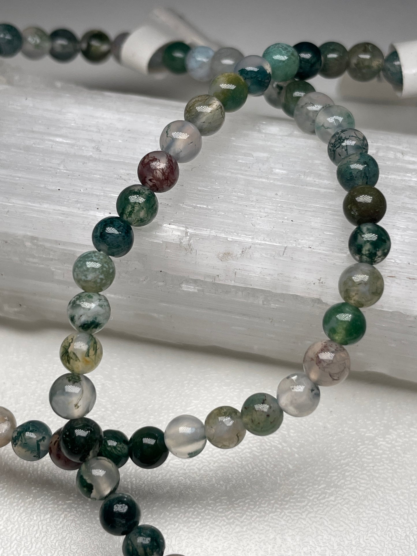 Moss agate gemstone bracelets 4mm