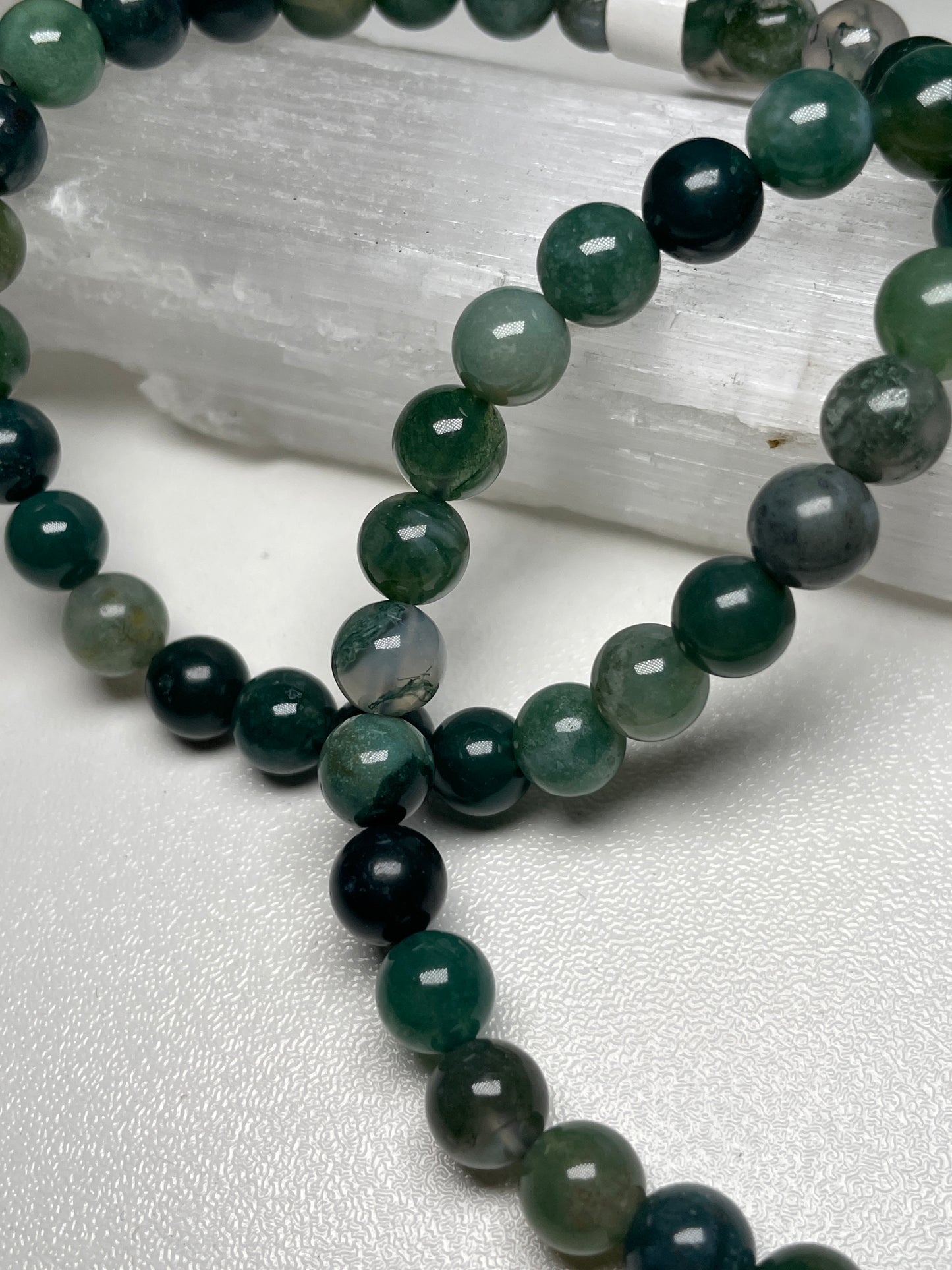 Moss agate gemstone bracelets 6mm