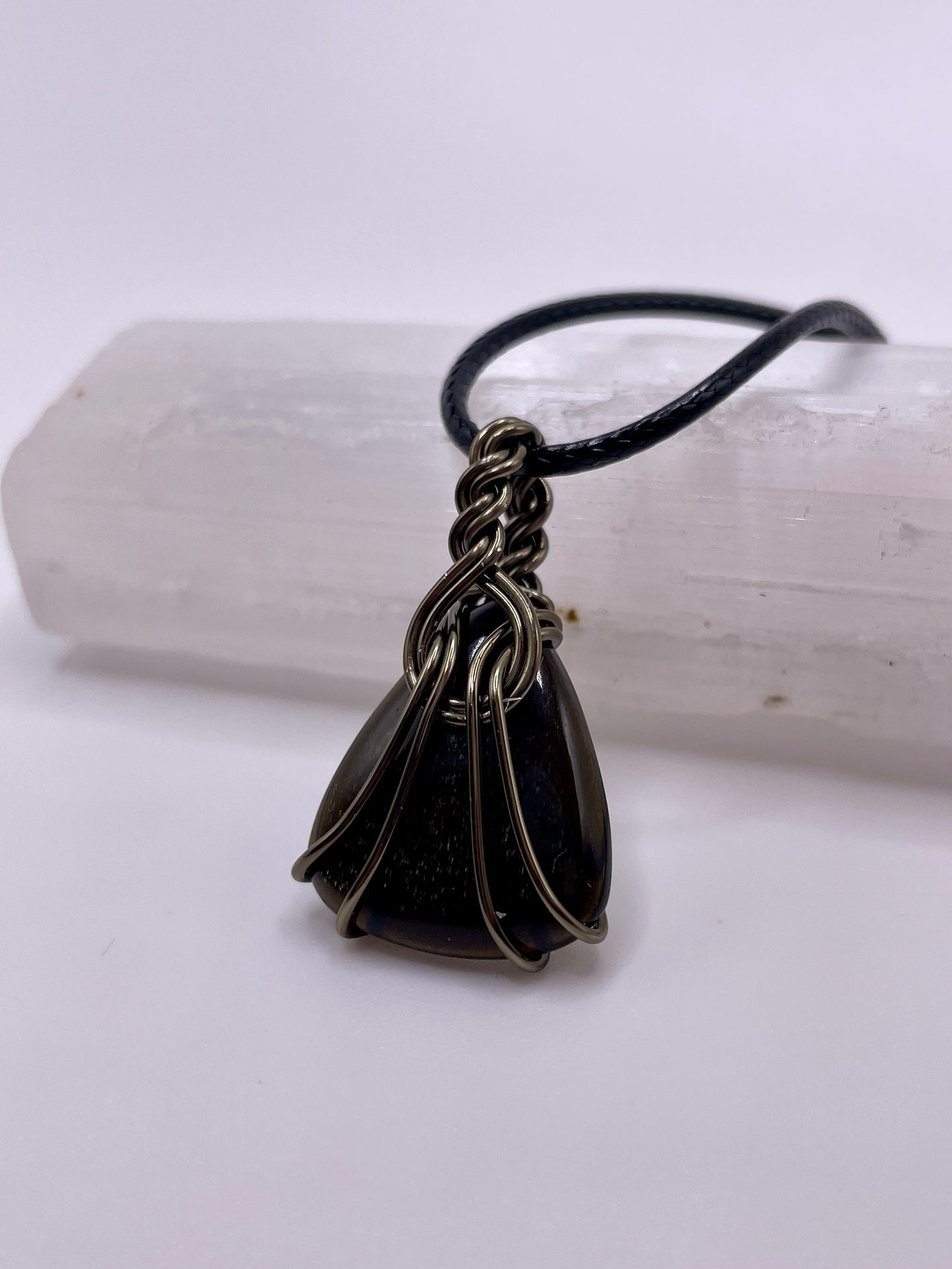 Gold sheen obsidian pendant