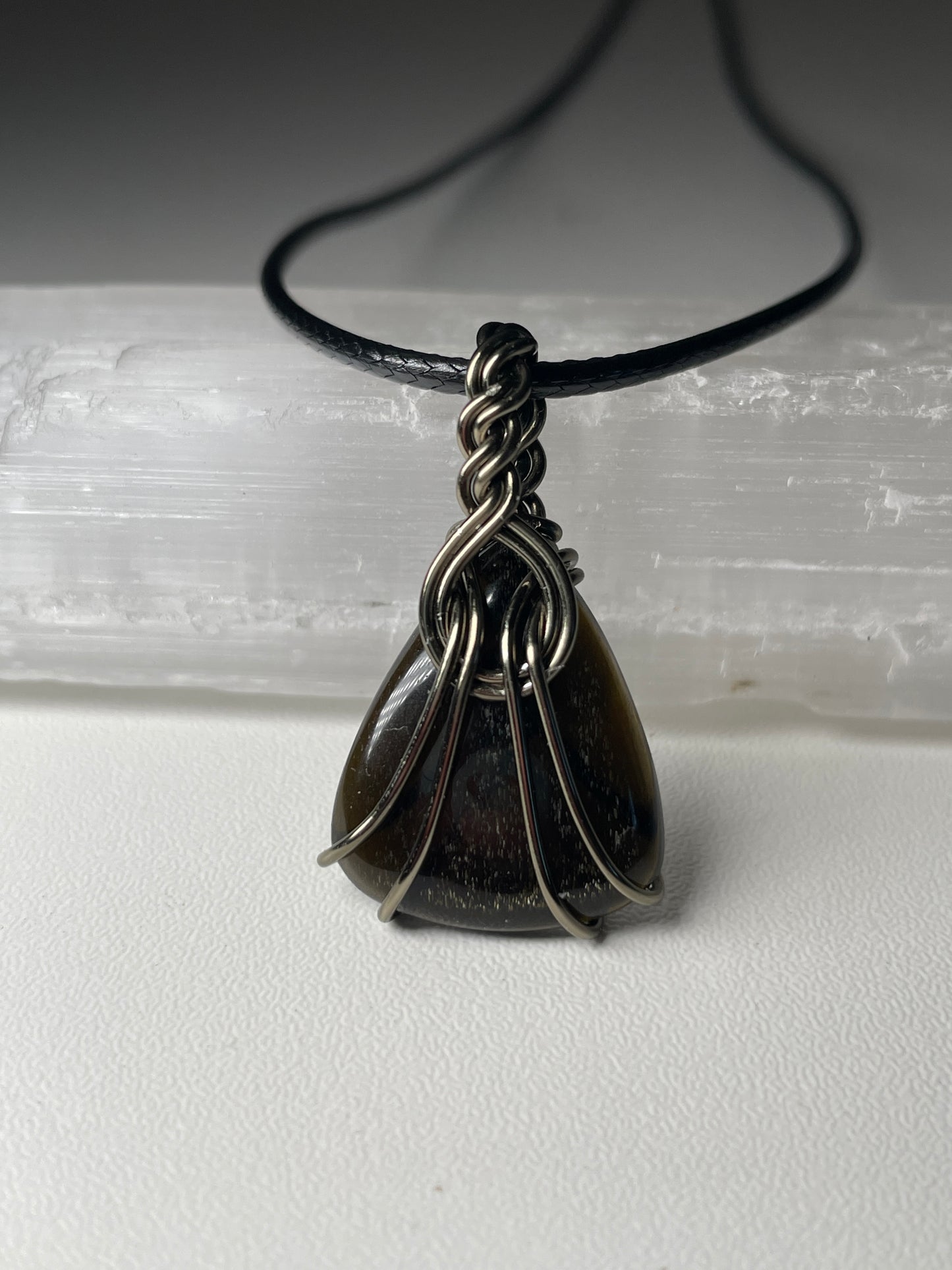 Gold sheen obsidian pendant