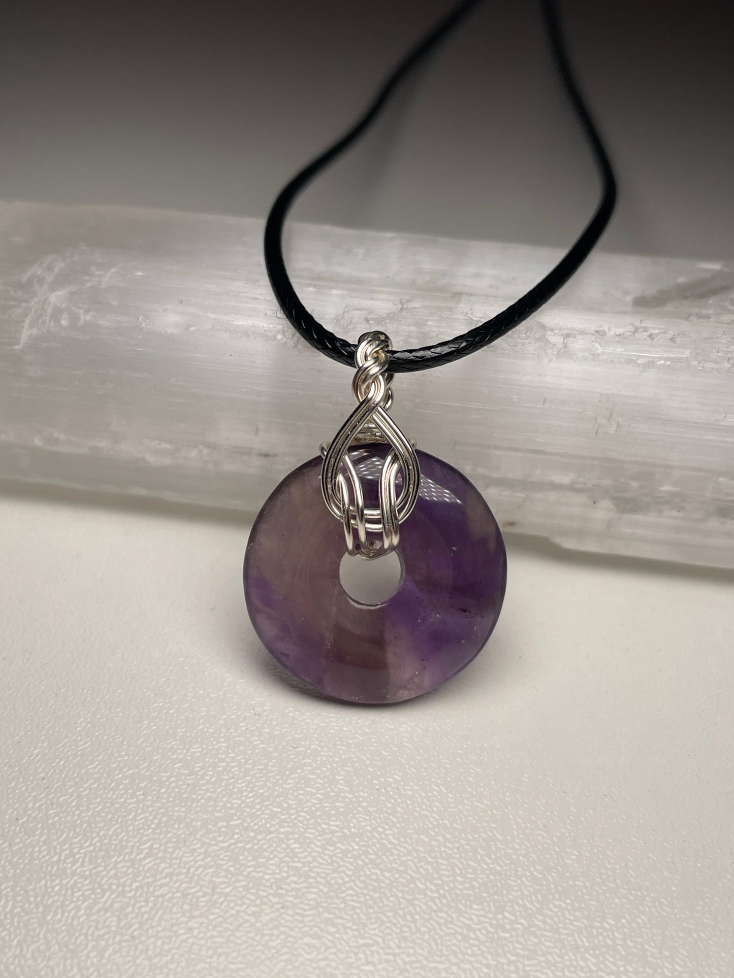 Amethyst donut pendant