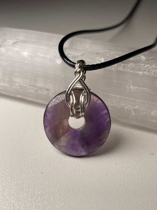 Amethyst donut pendant