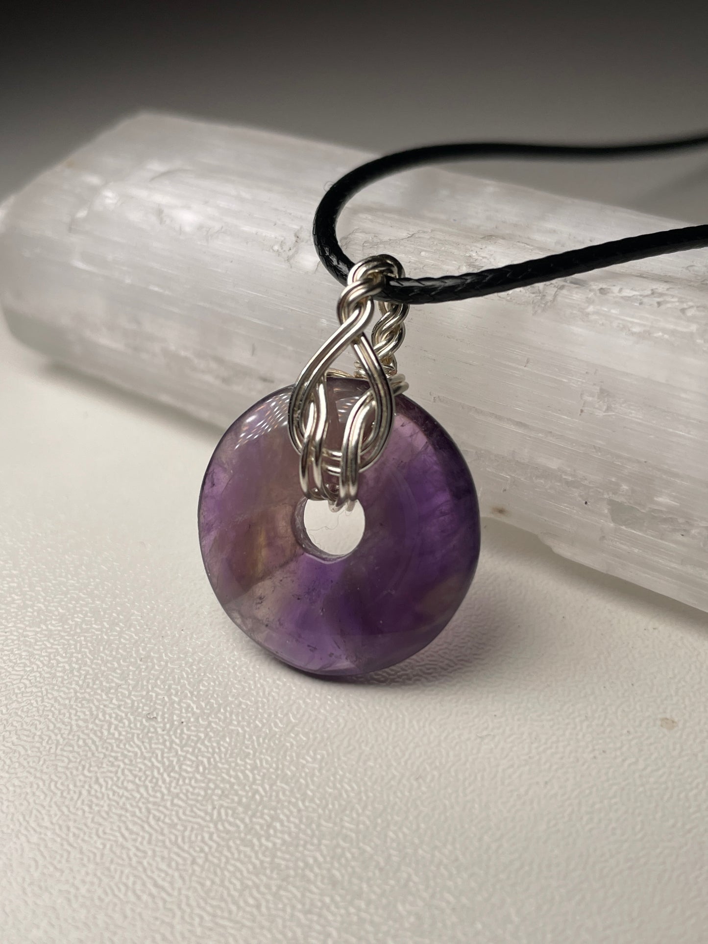 Amethyst donut pendant