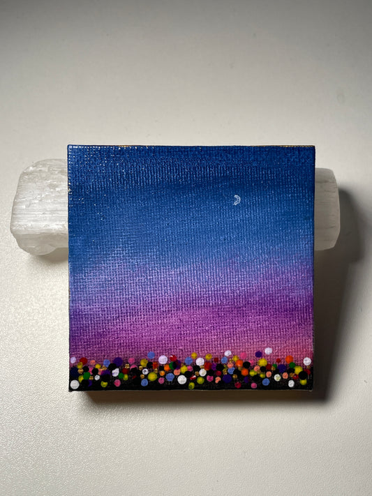 Blurry City mini acrylic painting